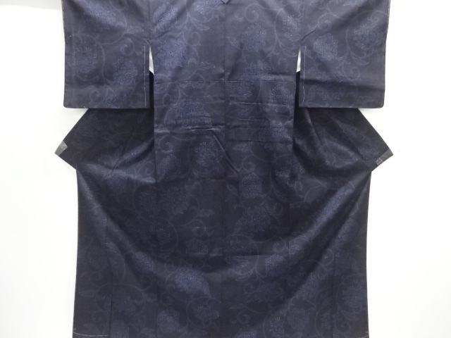 JAPANESE KIMONO / UNUSED / SILK / YUKI TSUMUGI / WOVEN FLORAL ARABSQUE